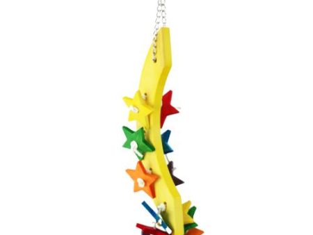 A & E Cages Happy Beaks Wood Moon & Stars Bird Toy Supply